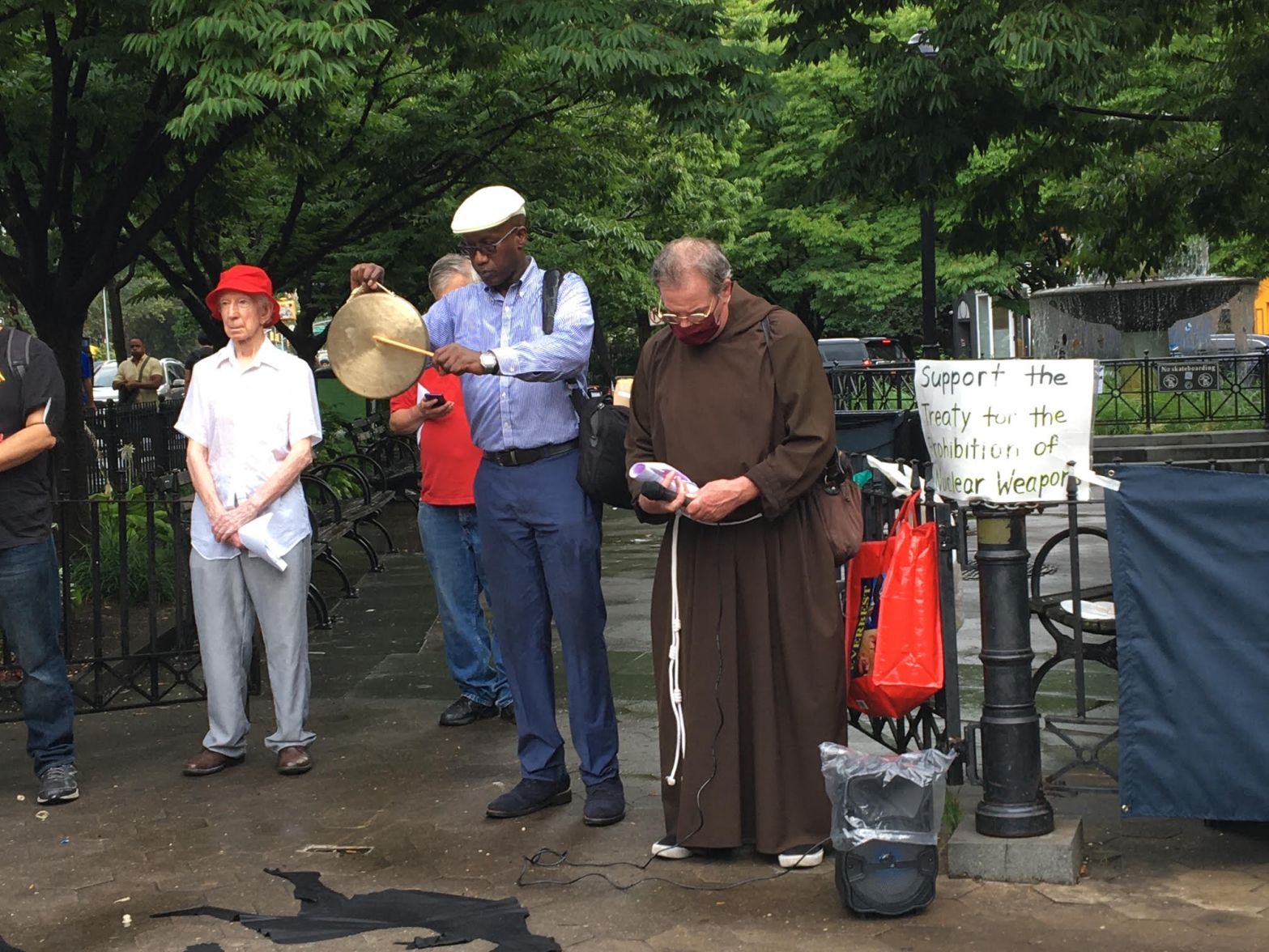 Public Prayer and ringing of gong 80x for the anniversary of Hiroshima & Nagasaki @ Tompkins Square Park West, Temperance Plaza, NYC 2025